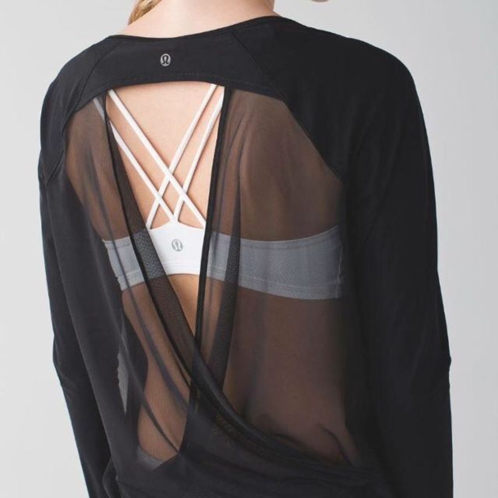 lululemon athletica Black Sheer Back Top